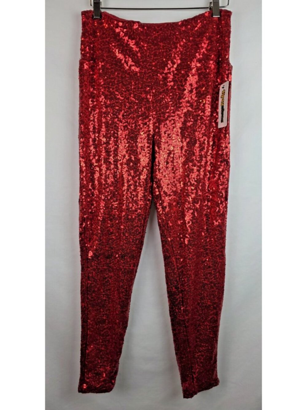 Tipsy Elves Womens Leggings Size 2X Red Sequin Holiday Christmas Party Pants
